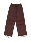 Billlnai - Y2K Cargo Pants Men Fashion Multi Colors Elastic Waist Drawstring Wide Leg Baggy Thin Parachute Trousers Streetwear New Trendy