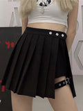Helloween Big Sale Billlnai Sexy Gothic Women Mini Skirt High Waist Pleated Punk Grunge Black Summer Skirts 2023 Chic Irregular  Rivet Streetwear