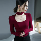 Billlnai  High Quality 2023 Women T-shirt Hollow Out Style Design Female Autumn Sexy Crop Top Clothes Casual Fashion Blouses Grace Meeting