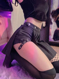 Helloween Big Sale Billlnai Punk Mall Goth Shorts Skirt Women Y2k E-Girl Streetwear Harajuku Leg Ring Buckle Detachable High Waist Emo Alt Clubwear