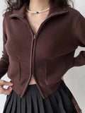 Autumn Winter Cardigans Sweater Women Double Zipper Knit Cardigan Sweter Women Jacket 2023 New Fashion Tops Femme Clothing Tops
