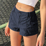 Billlnai  Low Waist Stitch Y2K Mini Shorts Women Pockets Cargo Style Streetwear Short Woven Pants Casual Vacation Summer Outfits