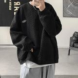 Billlnai - Korean Men Harajuku Sweatshirts Hip Hop Solid Color Basic O Neck Oversized Pullovers Autumn Fashion Casual Long Sleeve Tops