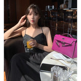 Billlnai  NEW Black Maxi Slip Dress Women Summer Runway 2023 Backless Lace Elegant Party Night Dress Korean Vacation Long Dress