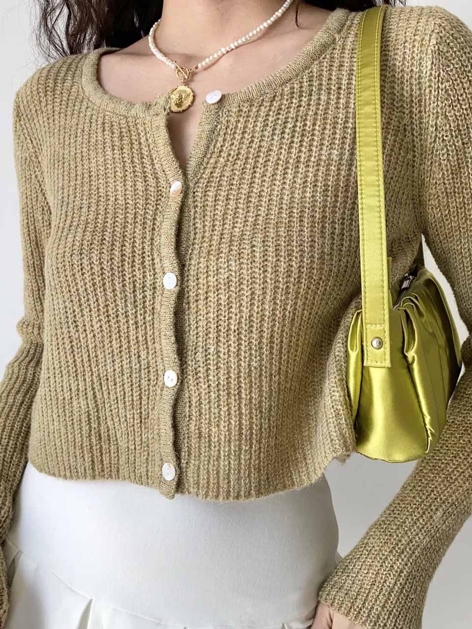 Thanksgiving Day Gifts Autumn Women Cardigans Sweater Casual Vintage Knitted Sweaters Fashion Korean Long Sleeve Knitwear Female Solid V-Neck Outwear