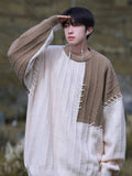 Billlnai - Knitted Sweater Men Pullover Oversize Sweaters Male Winter Harajuku Casual Streetwear Patchwork Autumn Hip Hop Spliced