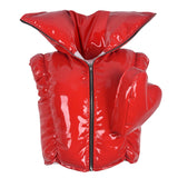 Billlnai PU Leahter Red Puffer Jacket Zip Up Cropped Vest Autumn Winter Clothes Women 2023 Bubble Coat Streetwear D82-HH92