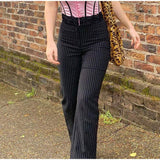 Bold Shade Gothic E-girl Style Striaght Pants Stripe Skinny Women Streetwear Fashion Trousers 90s Punk Autumn Winter Pants 2020