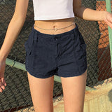 Billlnai  Low Waist Stitch Y2K Mini Shorts Women Pockets Cargo Style Streetwear Short Woven Pants Casual Vacation Summer Outfits