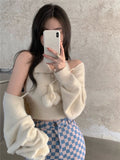 Billlnai  2023 Atopos Korean Women Halter Knitted Vest Crop Top Cover Up Cardigans Pullover Two Piece Sets Y2K Sexy Streetwear Female Tops