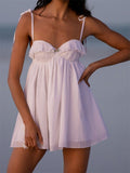 Billlnai Flower Patchwork Sleeveless Lace-up Strap Sling Mini Dresses 2023 Women V-neck High Waist Loose Causal Vestidos