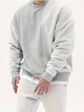 Billlnai - Men's Trendy Solid Sweatshirt, Casual Cotton Slightly Stretch Breathable Long Sleeve Loose Top For Outdoor