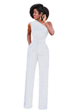 Billlnai Sexy One Shoulder Rompers Womens Jumpsuit Summer Sleeveless Belt Wide Leg Elegant Lady New Size Bodycon Jumpsuits White Black