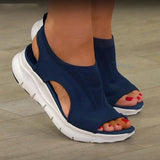 Women Sandals Summer Mesh Casual Ladies Wedges Shoes Solid Color Hollow Platform Open Toe Slip-On Female Sandalias Light Comfort