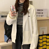 Cardigan jacket new coat female tide ins autumn and winter plus velvet thick loose student solid color sweater Korean version 1111