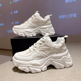 New Black Dad Chunky Sneakers Casual Vulcanized Shoes Woman High Platform Sneakers Lace Up White Sneakers Women 2020