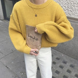 Women Solid Knitted Thickening Oversized Sweater Female Round Neck Long Sleeve Casual Loose Pullovers Top 2023 Autumn Winter