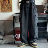 Billlnai - Aidase Baggy Jeans Trousers Male Denim Pants Black Wide Leg Pants Men Jeans Loose Casual Korean Streetwear Hip Hop Harajuku